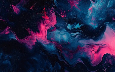 Obraz premium Colorful abstract swirls of blue and pink create a mesmerizing pattern reminiscent of cosmic landscapes