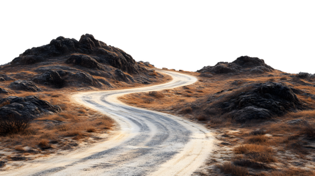 Winding Dirt Road Through a Rocky Mountain Landscape