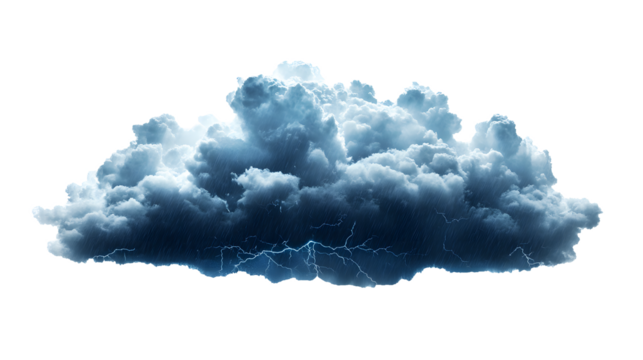 Dramatic Storm Cloud with Lightning and Rain