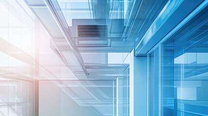 Obraz premium Modern Architectural Glass Facade Design, Symphony of Light and Structure