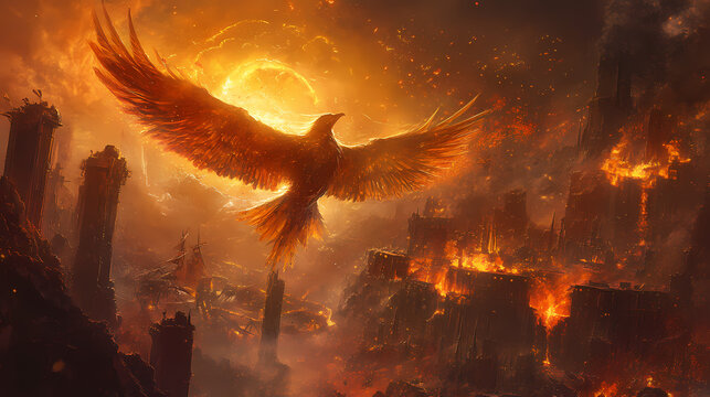 Enigmatic mockingjay bird symbolizing hope and rebellion in a dystopian landscape of survival and freedom. Poetic - Bridge. Illustration