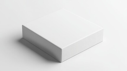 Naklejka premium A close-up view of a white box mockup template, presented on a plain white background.