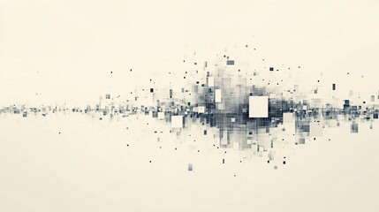 Abstract Cityscape, Digital Art, Beige Background