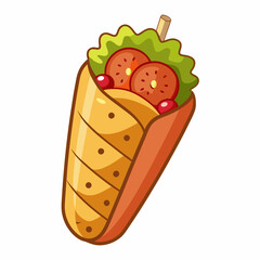 Colorful cartoon wrap filled with fresh vegetables and tomatoes