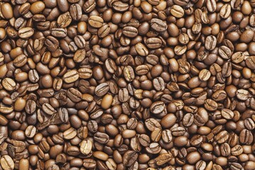 Fototapeta premium A detailed close-up of a mound of rich, dark coffee beans showcasing their texture and color.