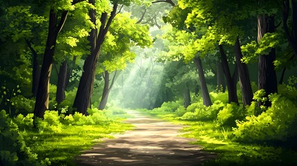 Obraz premium Fresh green moss under the shade of trees
