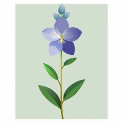 Elegant blue flower illustration with soft green background