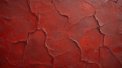 Naklejka premium A textured red wall with cracks, showcasing a rich, layered appearance that adds depth and character to any space.