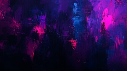 Fototapeta premium Abstract Neon Painting, Dark Hues, Brushstrokes