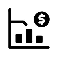 Finance chart icon showing growth, economic analysis concept