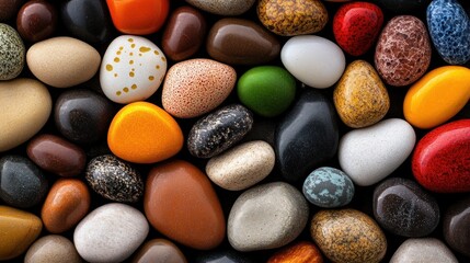 Colorful decorative stones background, close-up view
