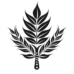 Obraz premium Bold Leaf Silhouette: Black and White Botanical Art for Stylish Nature-Inspired Design