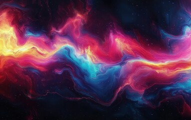 Fototapeta premium Vibrant cosmic nebula with swirling colors of blue, pink, and orange in space