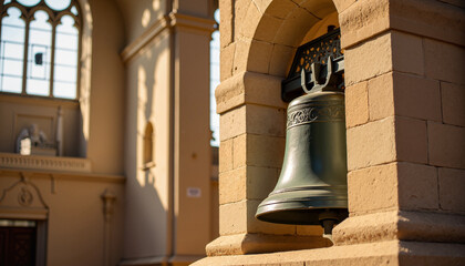 Obraz premium Elegant Easter church bell in cathedral, divine symbolism