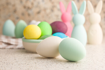Easter decoration. Colorful eggs.