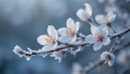 Obraz premium winter season envelops nature with its tranquil and otherworldly ambiance, as snow blankets surroundings in a peaceful and mystical display of white and gray