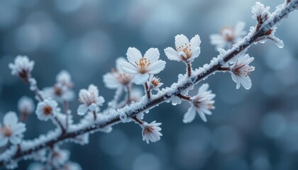winter season envelops nature with its tranquil and otherworldly ambiance, as snow blankets surroundings in a peaceful and mystical display of white and gray