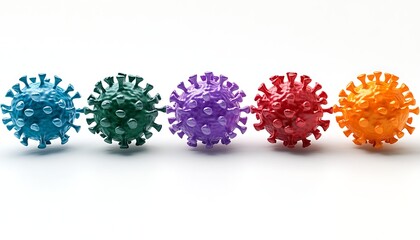 Virus Cells Linked, White Background, Microscopic