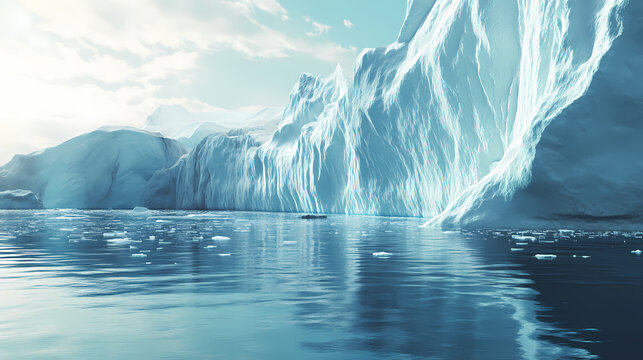 Melting polar ice caps contributing to rising ocean levels, a direct consequence of global warming. Glacial - Iceberg. Illustration