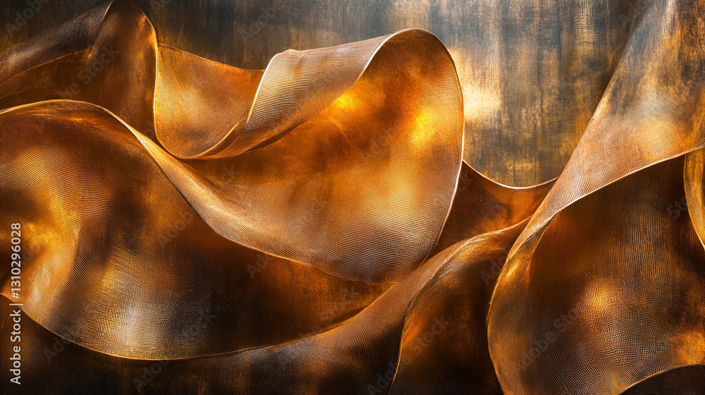 Poster abstract image of bronze-colored fabric, draped in flowing waves, creating a luxurious and elegant t