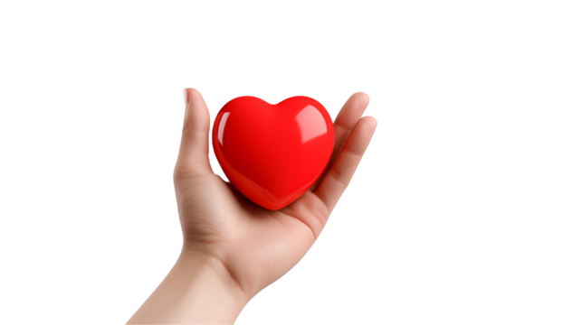 Red Heart in Open Hand Love Donation Care Symbol