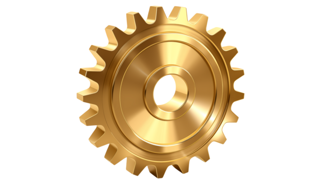 Gold Gearwheel Mechanical Precision Industrial Design Luxury Branding Engineering Technology