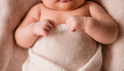 newborn baby hands and body close-up