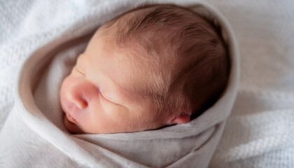 sleeping newborn baby wrapped in blanket