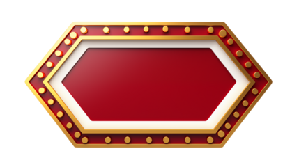 Red and Gold Hexagon Frame with Blank Center for Text or Logo