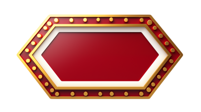 Red and Gold Hexagon Frame with Blank Center for Text or Logo