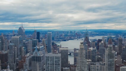 Naklejka premium Aerial View Over Downtown Portland Oregon and the Willamette River 