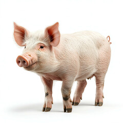 Fototapeta premium Playful Piglet Portrait: Cute Livestock in Rural Agriculture on Farm - Animal Care & Veterinary Checkup