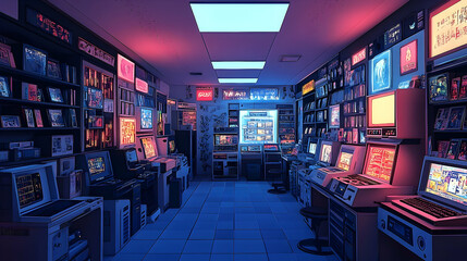 Retro Arcade Shop Interior