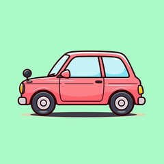 Obraz premium Cute Pink Car Illustration (2)
