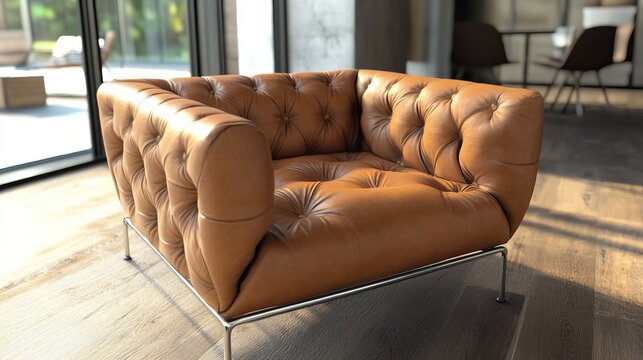 soft upholstery chair comfortable seat for lobby or lounge room vector art illustration