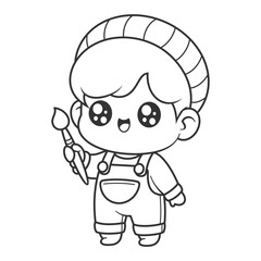 Boy becomes a great painter, for coloring