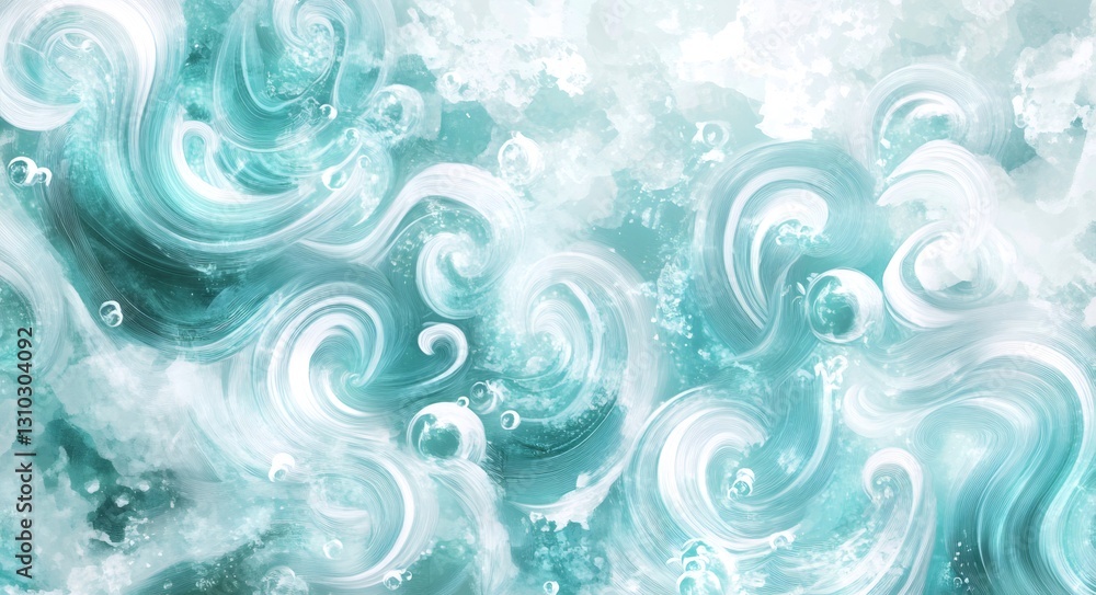 Aufkleber abstract turquoise and white waves creating a swirling, mesmerizing pattern, perfect for backgrounds