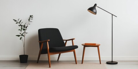 A room featuring a chair, table, and lamp arranged for comfort and functionality.