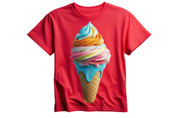 Colorful ice cream cone t-shirt design showcasing fun and vibrant summer vibes for all ages