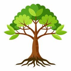 Obraz premium Vibrant green tree illustration with lush foliage and sturdy branches