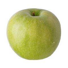 Green apple isolated. Apple with water drops.