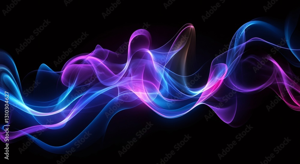 Aufkleber colorful smoke swirling and flowing in smooth curves and waves against a deep black background, crea