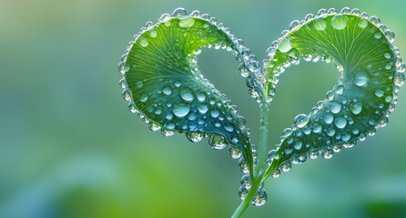 Dewdrop-Adorned Seedling: Young Plant with Water Droplets in Macro