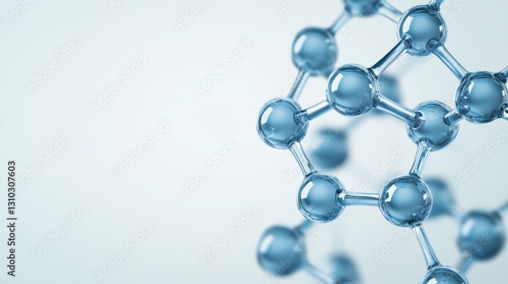 Poster abstract molecular structure in futuristic design featuring clear blue elements and connections