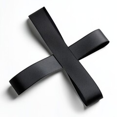 Black ribbon cross on white background