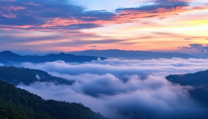 Majestic Views Of Clouds And Morning Sky At Doi Dam Viewpoint In Wiang Haeng District, Chiang Mai Thailand, Asia.