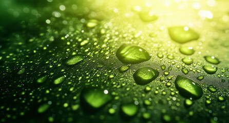 Luminous Green Water Droplets on Hydrophobic Surface