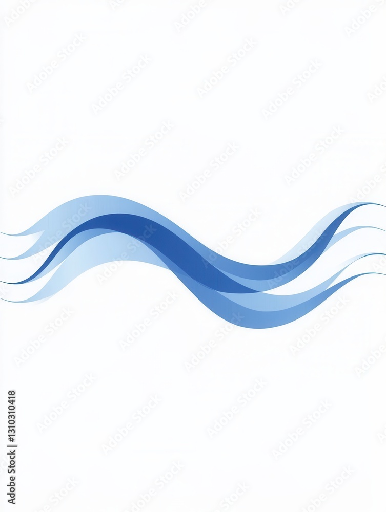 Poster wavy blue line design evokes calmness and tranquility in a simple abstract style for modern decor an