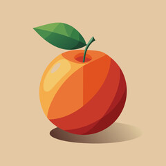Vibrant orange fruit with green leaf against a soft beige background