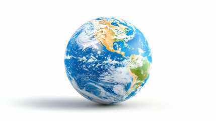Fototapeta premium Earth globe, white background, 3D rendering